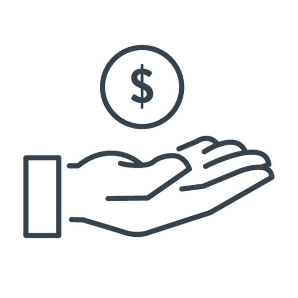 Icon: open hand catching a dollar coin