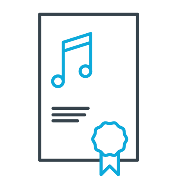 Icon: music note on a certificate