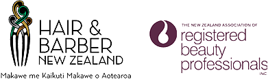 Logo strip: Hair & Barber New Zealand, The New Zealand Association of Registered Beauty Professionals