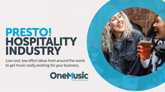 OneMusic New Zealand Presto! Hospitality Industry guidebook cover